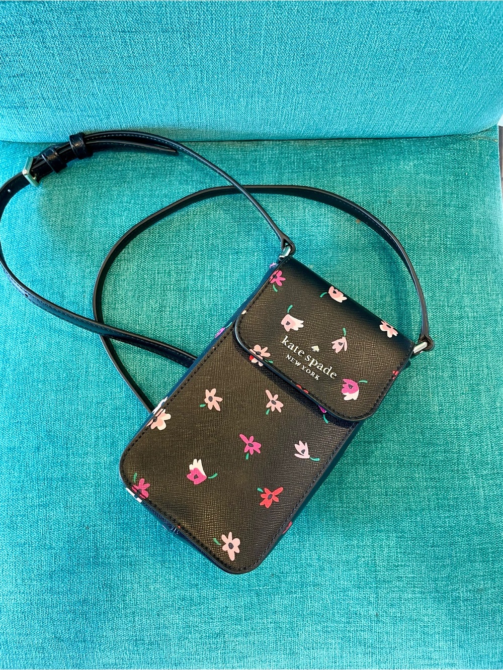 Kate Spade Black Floral Crossbody Phone Bag